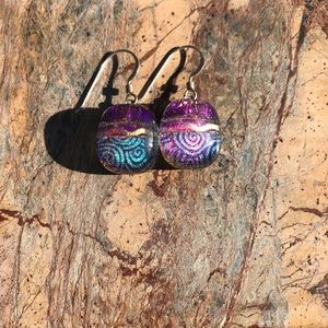 Handmade Dichromium Glass Square Earrings